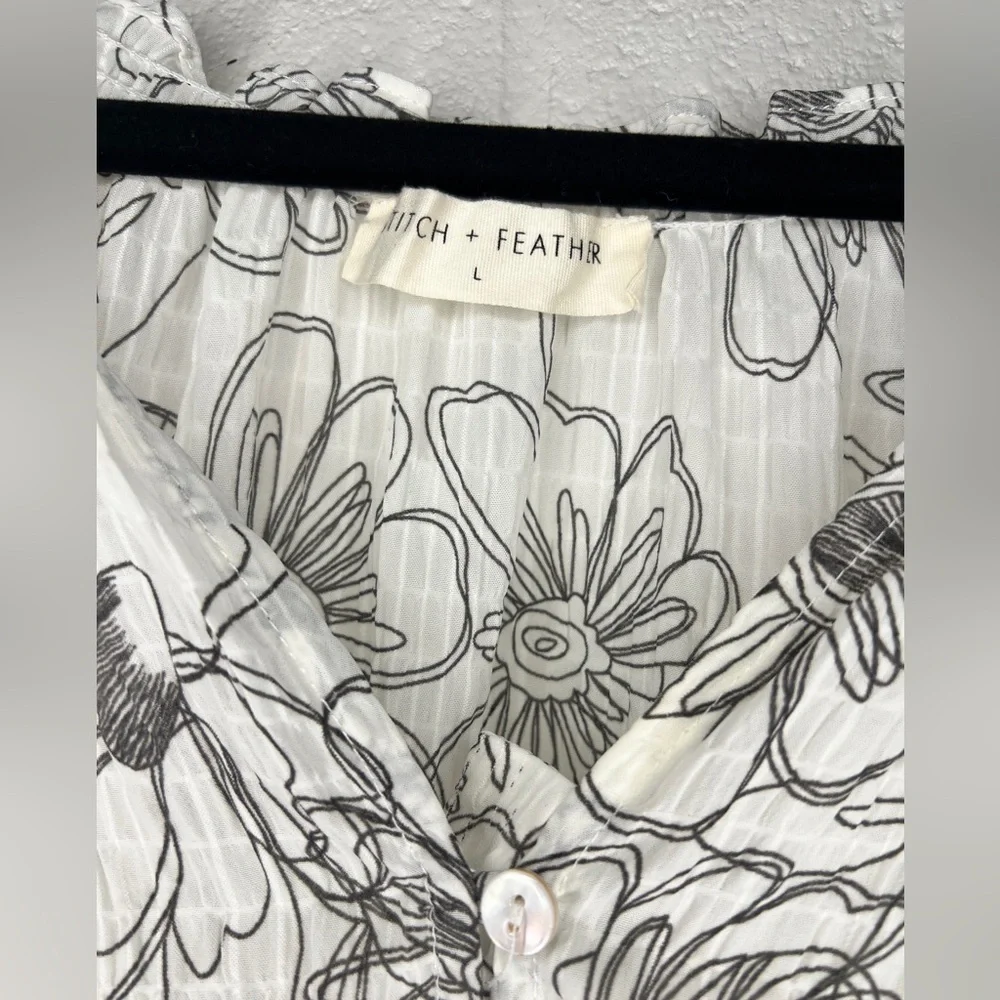 STITCH + FEATHER Women's Floral Long Sleeve Top Boho Beachy size L
